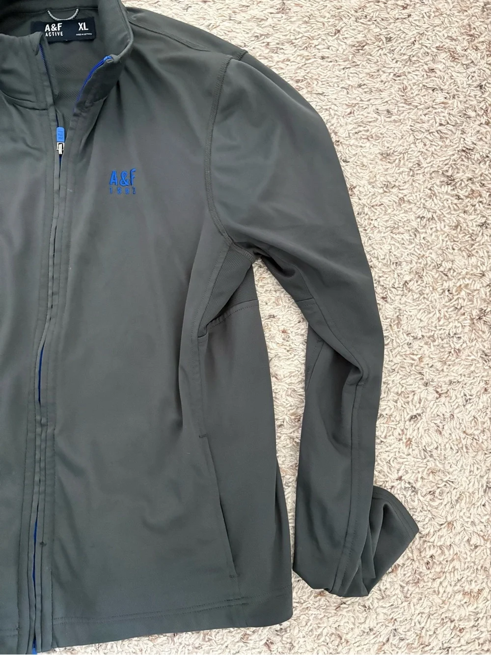 Y2K A&F Abercrombie Men’s Active Mock Neck Jacket Dark Gray Size XL